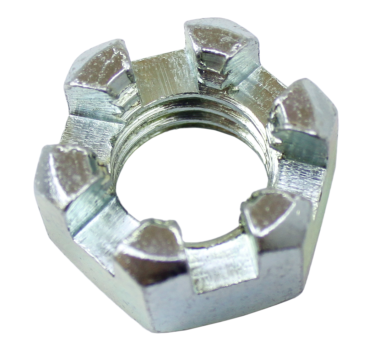<ul><li>Low carbon steel</li><li>Meets SAE J995 Grade A and ASTM A563 Specification</li><li>Washer faced / chamfered ends</li><li>Secure with a cotter pin on a drilled flank fastener</li><li>Zinc/Clear plated</li></ul>|